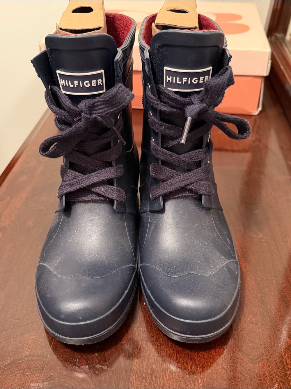 Tommy Hilfiger Navy Lace-Up Waterproof Winter Boots